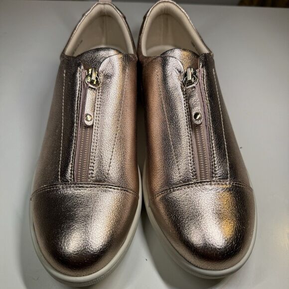 Trotters Anika Womens Pink Metallic Leather COMFORT Lifestyle Sneakers Shoes 10M - Picture 2 of 9